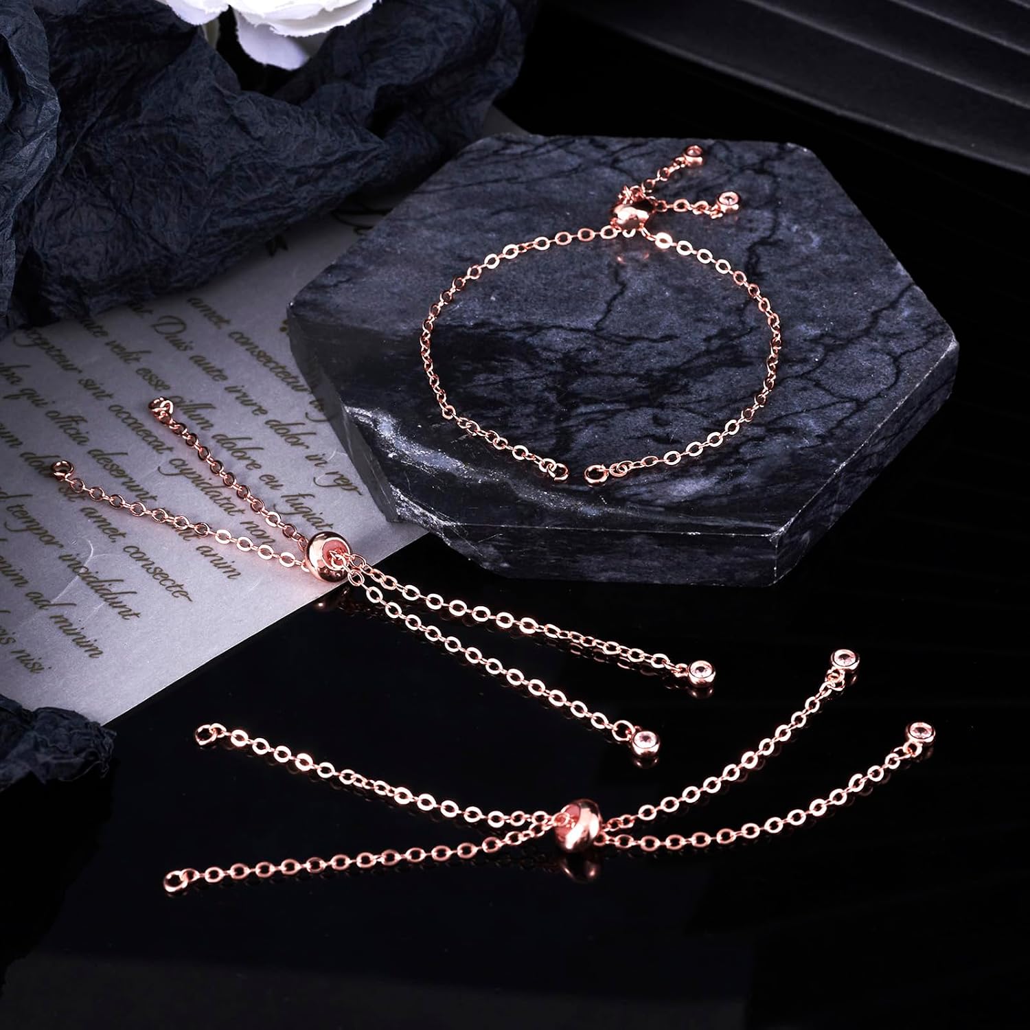 Brass Slider Bracelets Chain Bracelet Extender with Cubic Zirconia Charm Chain Making Tools for Women Men DIY Jewelry Craft Supplies - Image 6