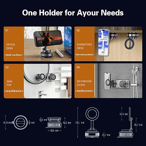 Miniatura 6 de Soporte magnético para teléfono de automóvil, soporte de teléfono giratorio de 360 con ventosa para automóvil, tablero, parabrisas y gimnasio,