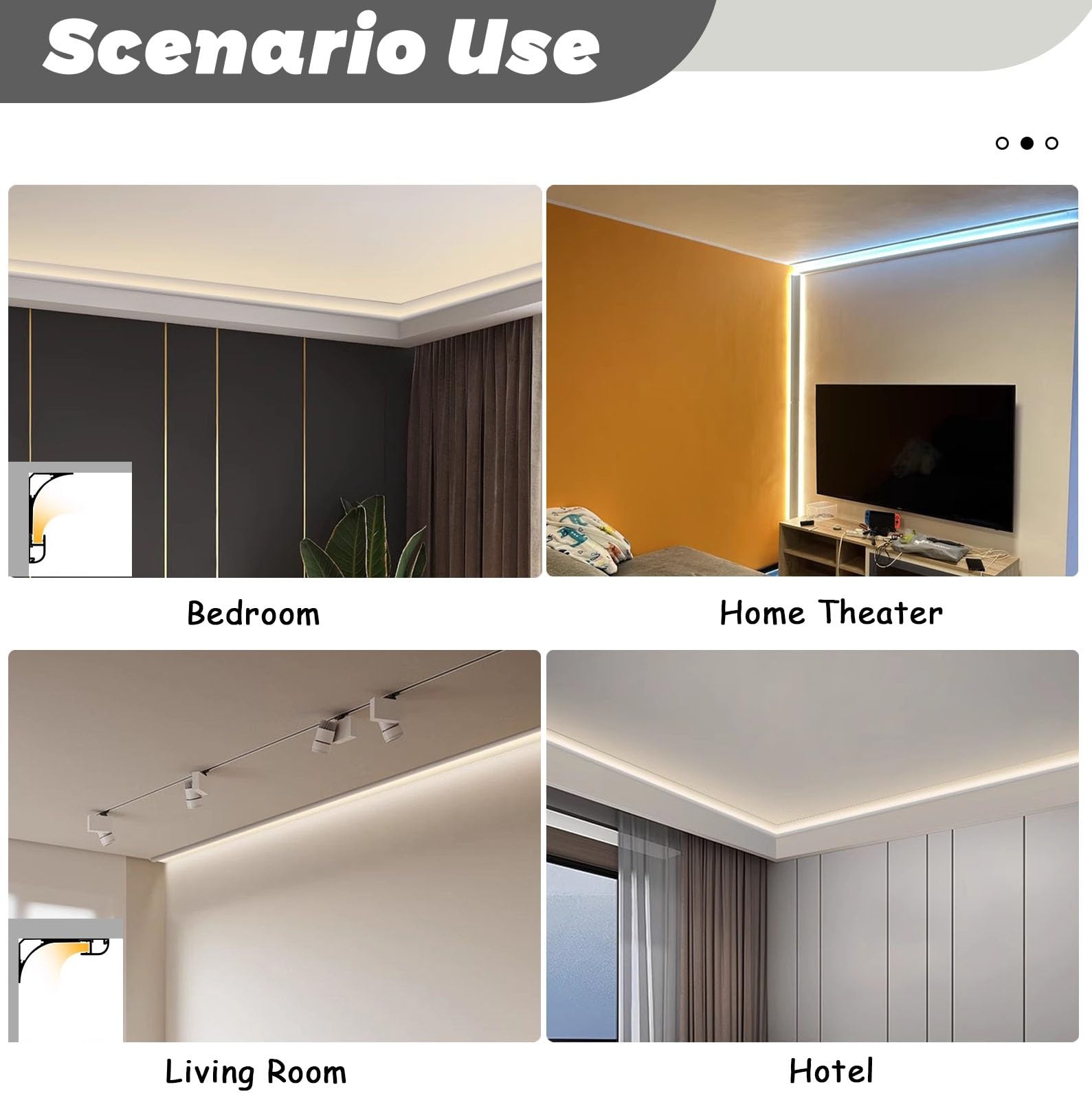 Profilo Angolare Led Diffusore a Canale In Alluminio a Led, Illuminazione Indiretta Cucina/corridoio Modanatura a Corona, Illuminazione a Battiscopa a Doppio Lato Striscia a Led, Decorazione per Inter