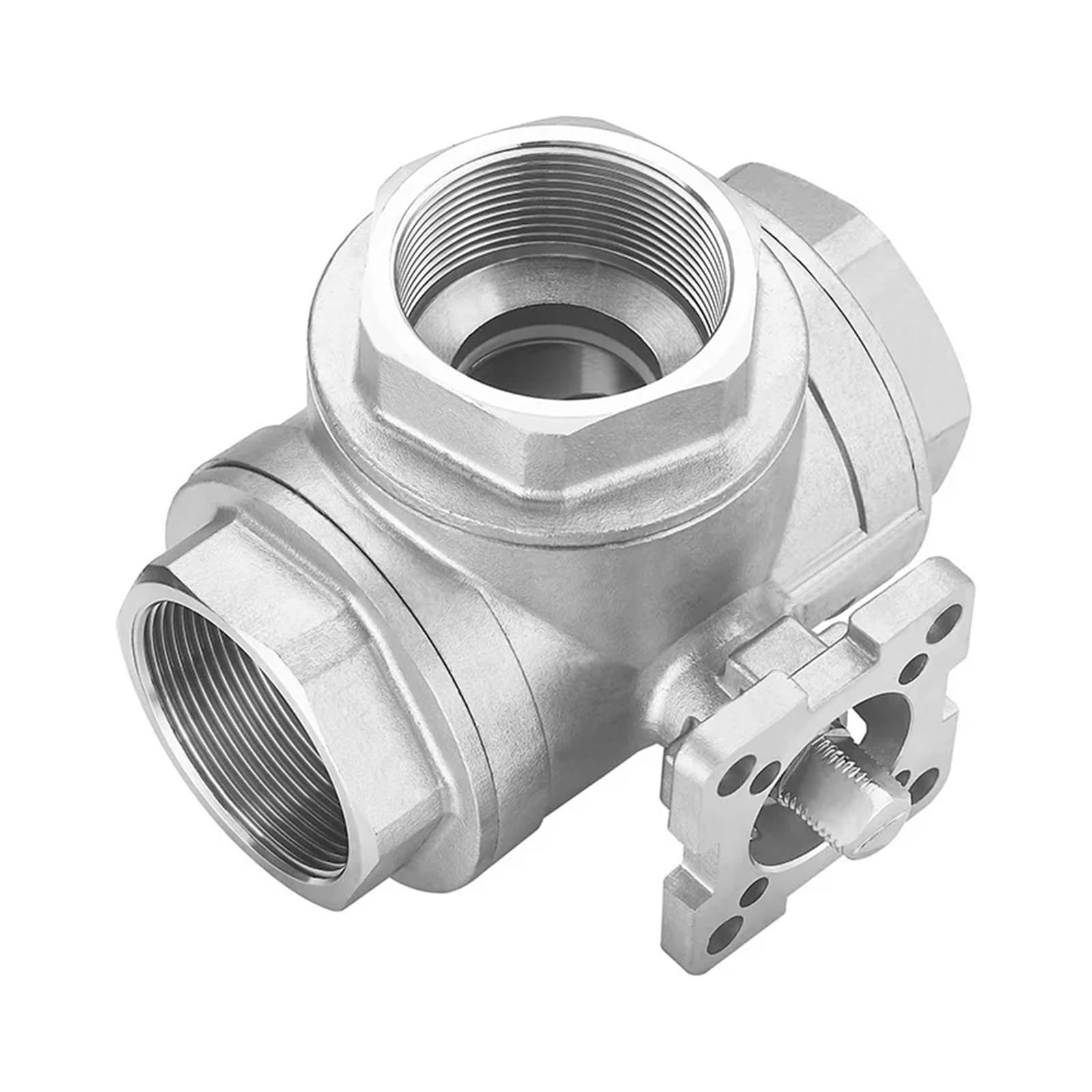 JNURGWLYH DN15-25 Three Way Pneumatic High Platform Ball Valve Stainless Steel Three Way Valve Pneumatic Internal Thread Valve Body(Dn15,T-type)