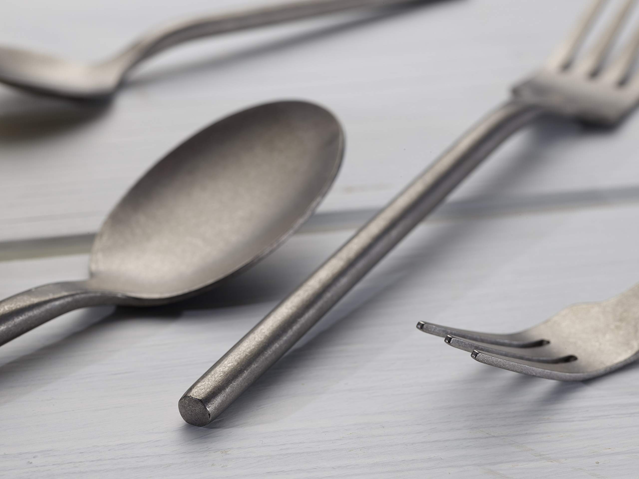 ECHTWERK Posate da tavola Malou, argento stonewashed, 16 pezzi, posate per fino a 4 persone, acciaio inox di alta qualità, acciaio cromato-nickel