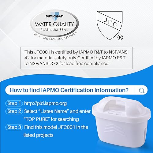 Miniatura 2 de ICEPURE JFC001 Filtro de agua para jarra compatible con Brita Maxtra+MaxtraMava, 1001122, reduce el cloro y la cal, paquete de 3