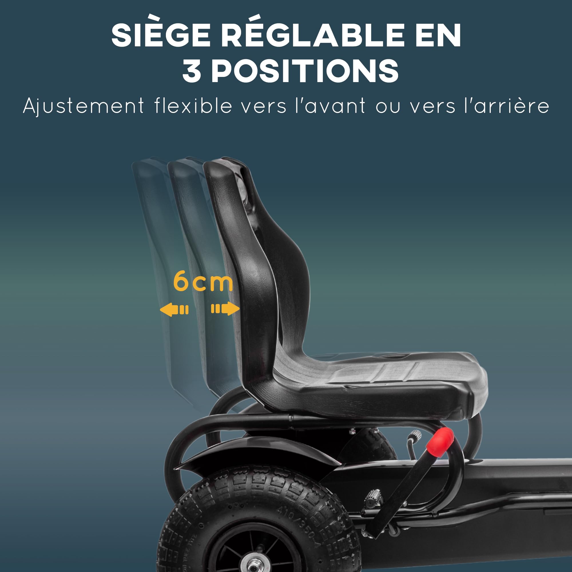 HOMCOM Kart na pedały BFR dla dzieci go-Kart regulowane siedzisko 3 pozycje hamulec ręczny - dzieci w wieku 5-12 lat 121 x 58 x 61 cm czarny