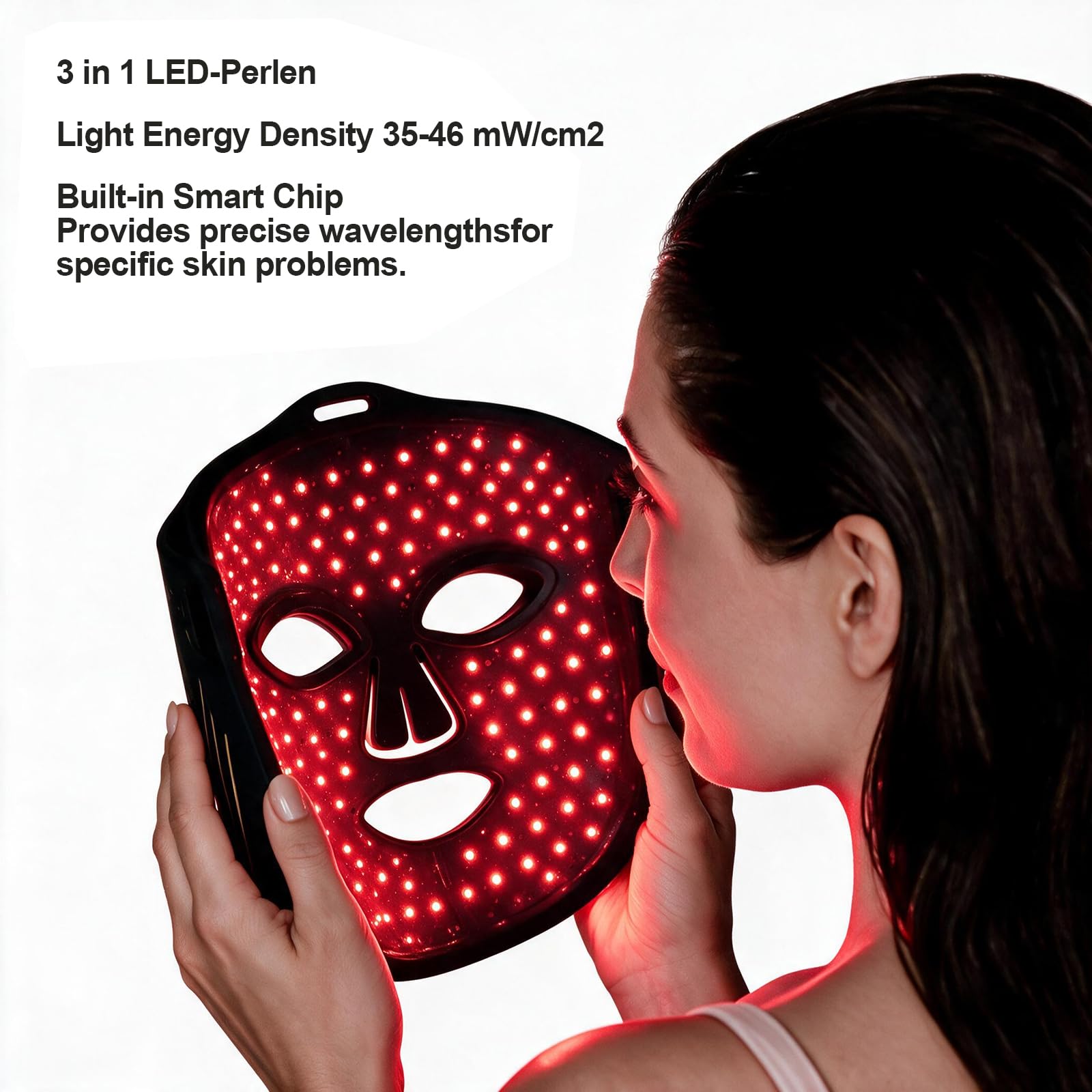 Led Maske Gesicht & Halsmaske, 7 Farben Rotlicht Maske Gesicht mit 4 Modi