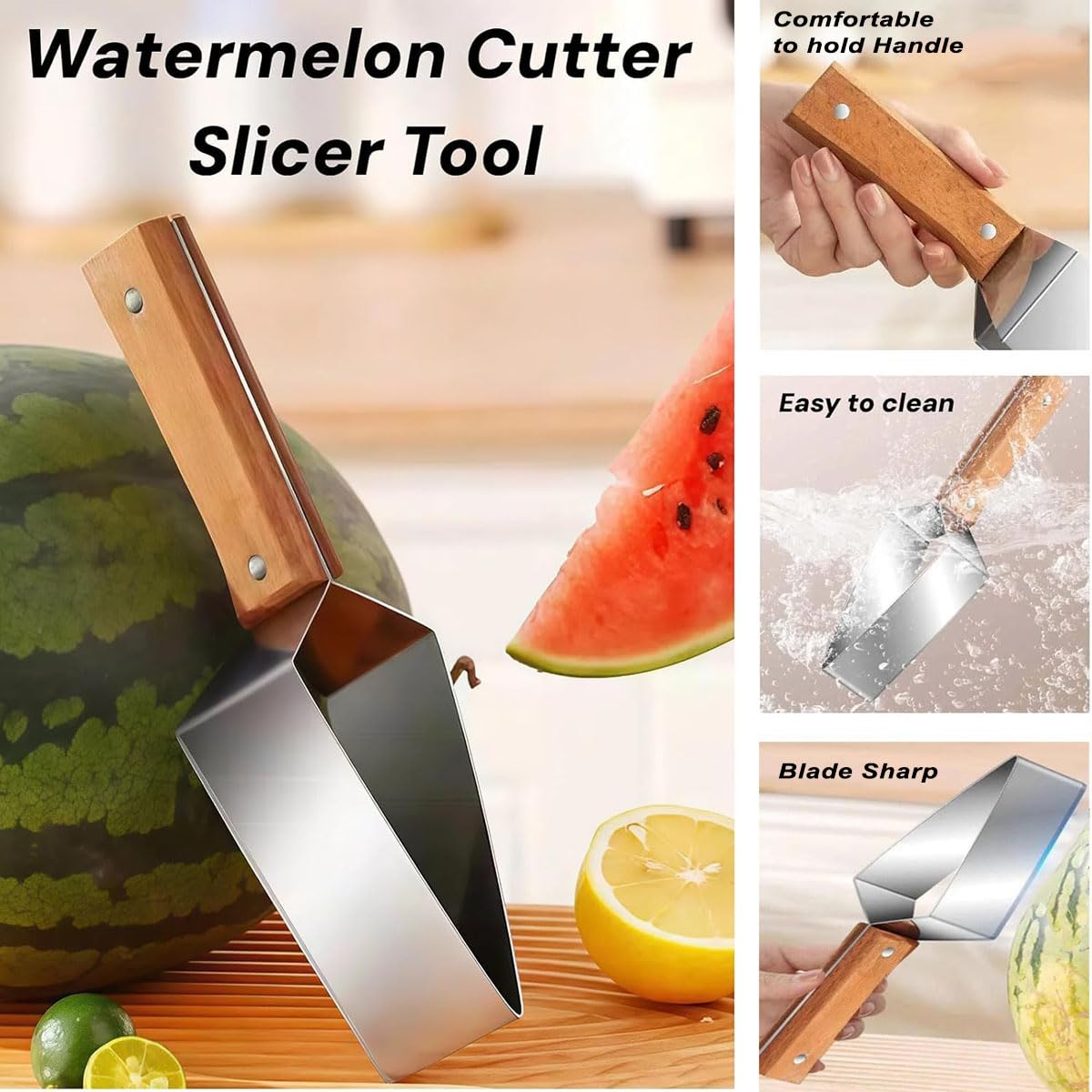 2 Piezas Nueva cortadora de sandía de acero inoxidable,utensilio para cortar sandía,cortador multifuncional de frutas de verano para cortar rápidamente frutas en la cocina, Melones, Melón Verde y Más