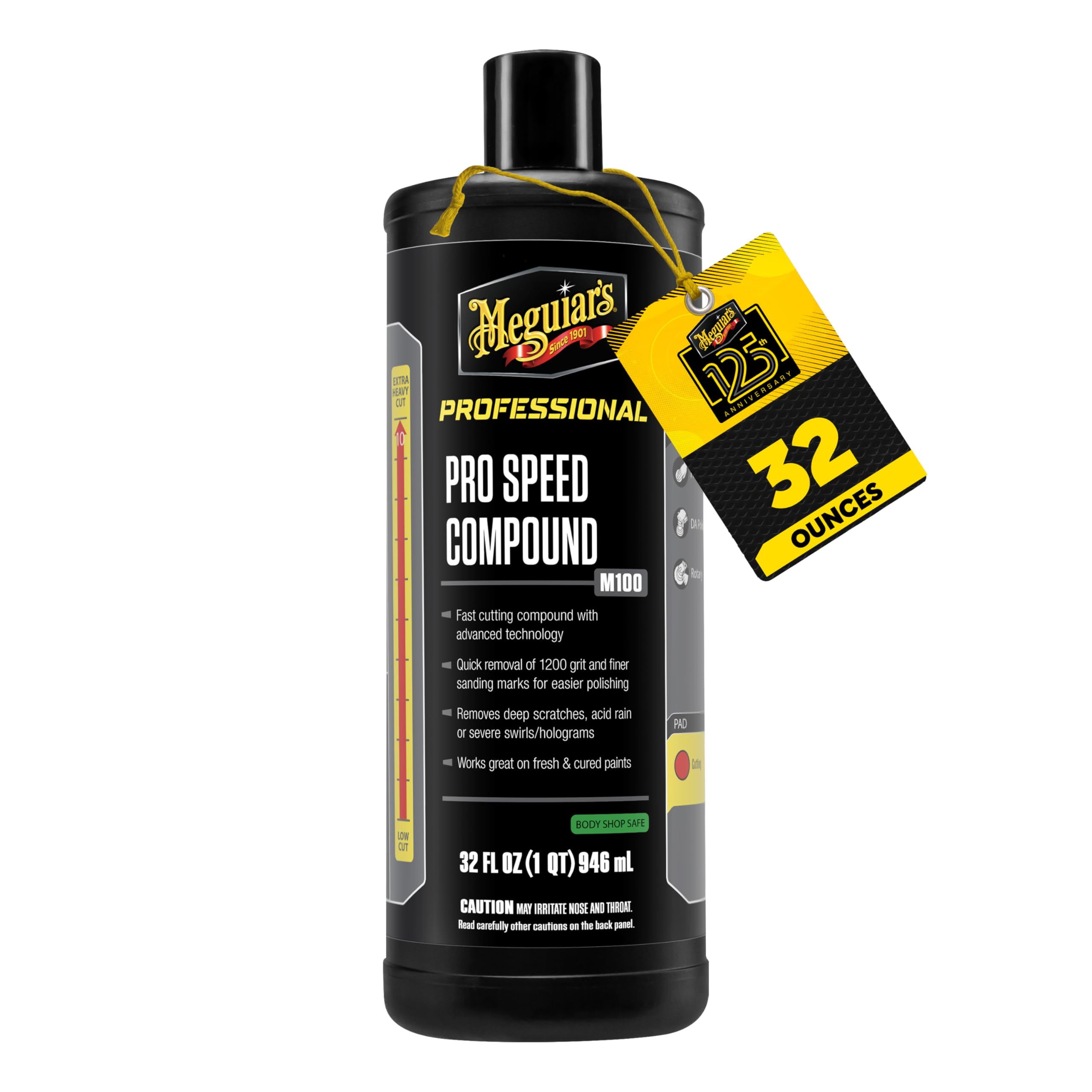 Meguiar's Pro Speed Compound M10032, Fast-Cutting Rubbing Compound for Cars, Offers Heavy Scratch and Swirl Removal, Professional Car Polish, Car Compound Removes up to 1200 Grit Sanding Marks, 32 Oz