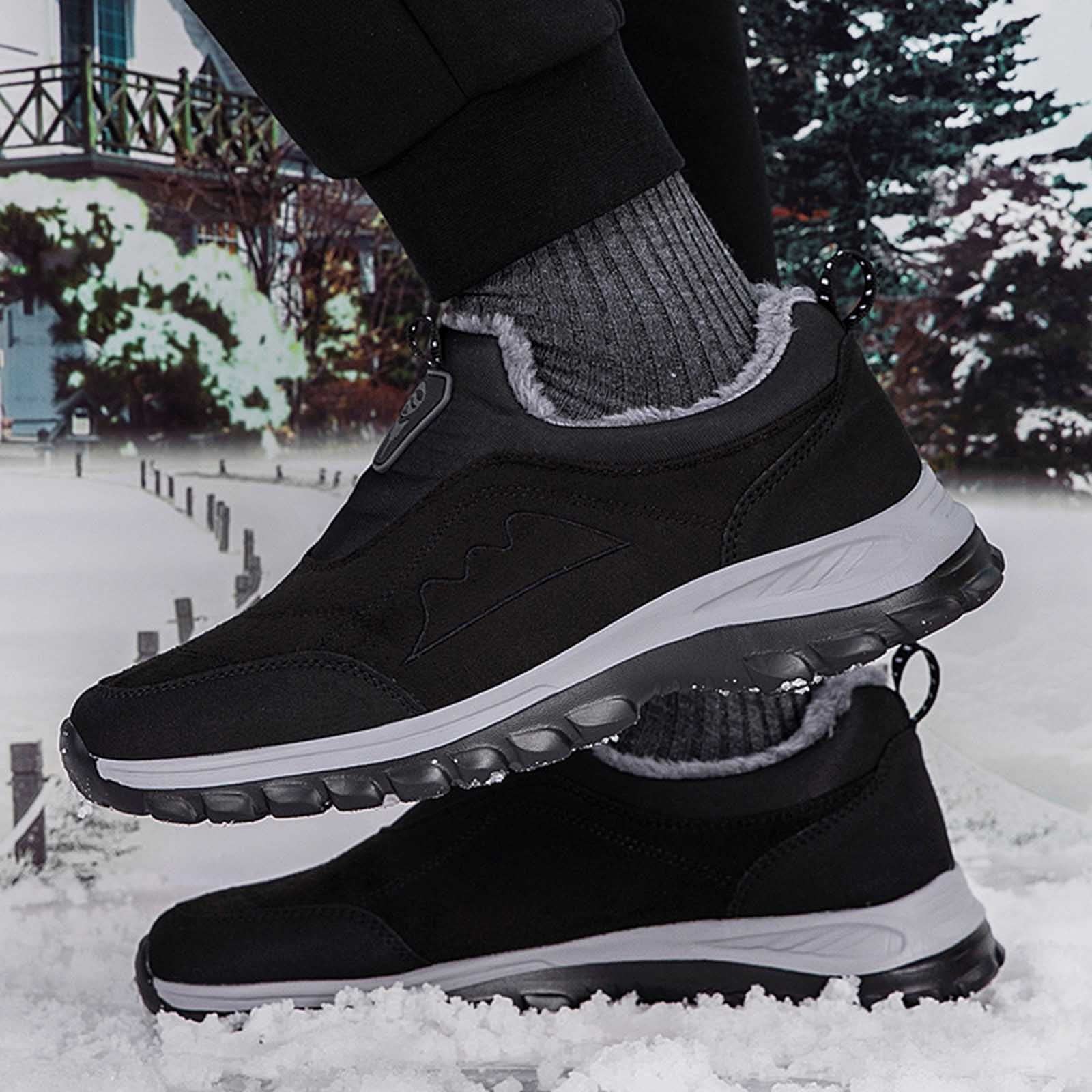 Générique 2027-Bottes de Neige Homme Hiver Chaudes Bout Rond Semelle Plate Antidérapante Confortable Coton Urbaines