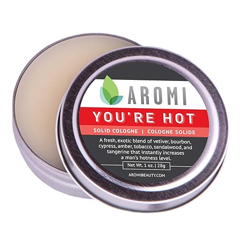 Aromi You're Hot Solid Cologne Fresh, Woodsy Men's Fragrance, Vetiver, Sandalwood, Bourbon Scent, Small Men's Gift, Vegan, Travel-friendly,