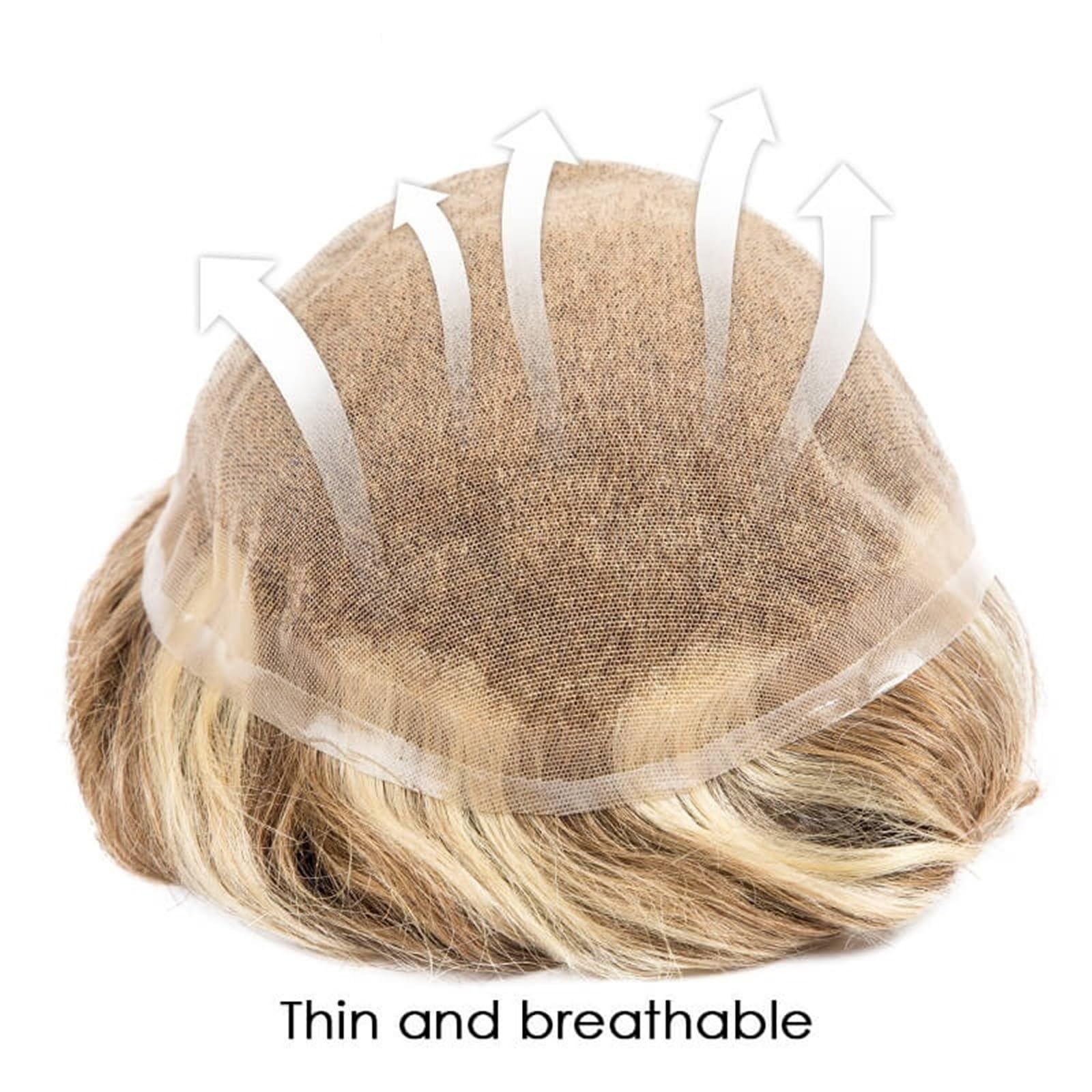 Extension Protesi for Capelli evidenziata unità di Sistema Sostituzione dei Umani Traspirante Base in Pizzo Pieno Maschile Accessori