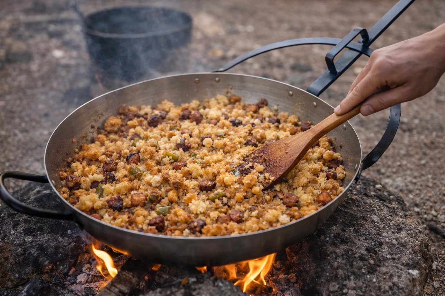 FERRETERIA LEPANTO Sartén para migas, sarten con mango largo, sarten miguera pulida, sartén onda con mango largo (45)