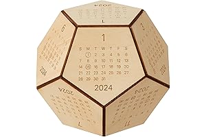 2024 Desk Calendar Wood, Dungeons and Dragons Gifts, Unique Mens Desk Accessories