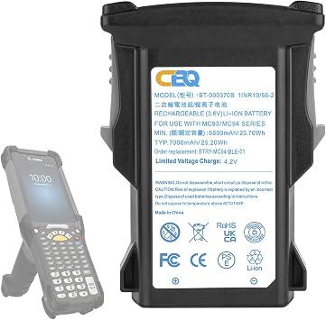 CBQ 7000mAh BT-000370 for Zebra MC93 Battery Replacement, Compatible with MC9300 MC9400 MC94 MC9401 MC930B MC93N0-G MC93P MC93N0 Barcode Scanner, BT-000370 BT-000371 BTRY-MC93-FRZ-01 BTRY-MC93-STN-01