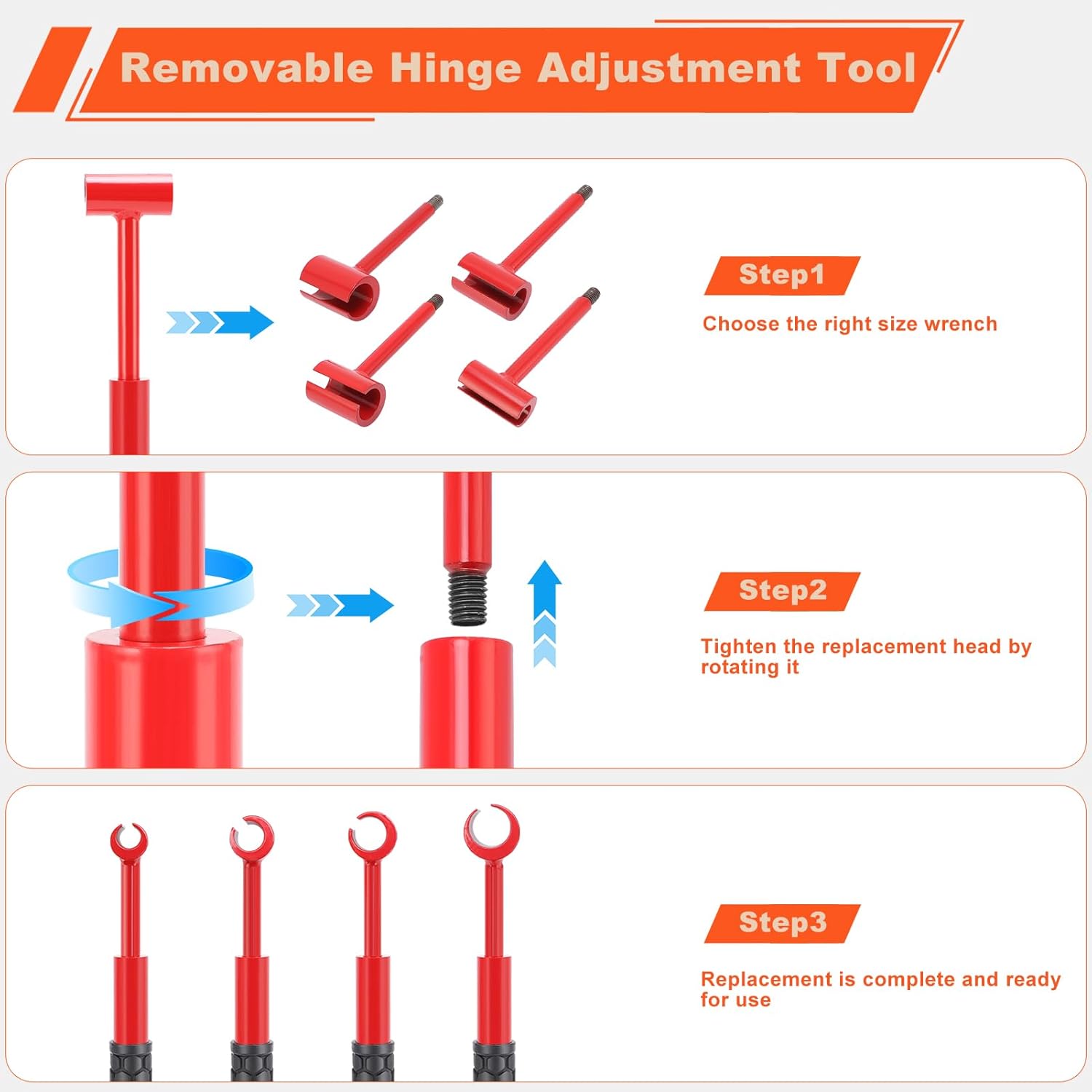 ヒンジギャップ調整レンチキット、住宅用および商業用4イン1ヒンジ調整ツール、家庭用高耐久合金鋼ドアヒンジ調整レンチ(ネジ式)