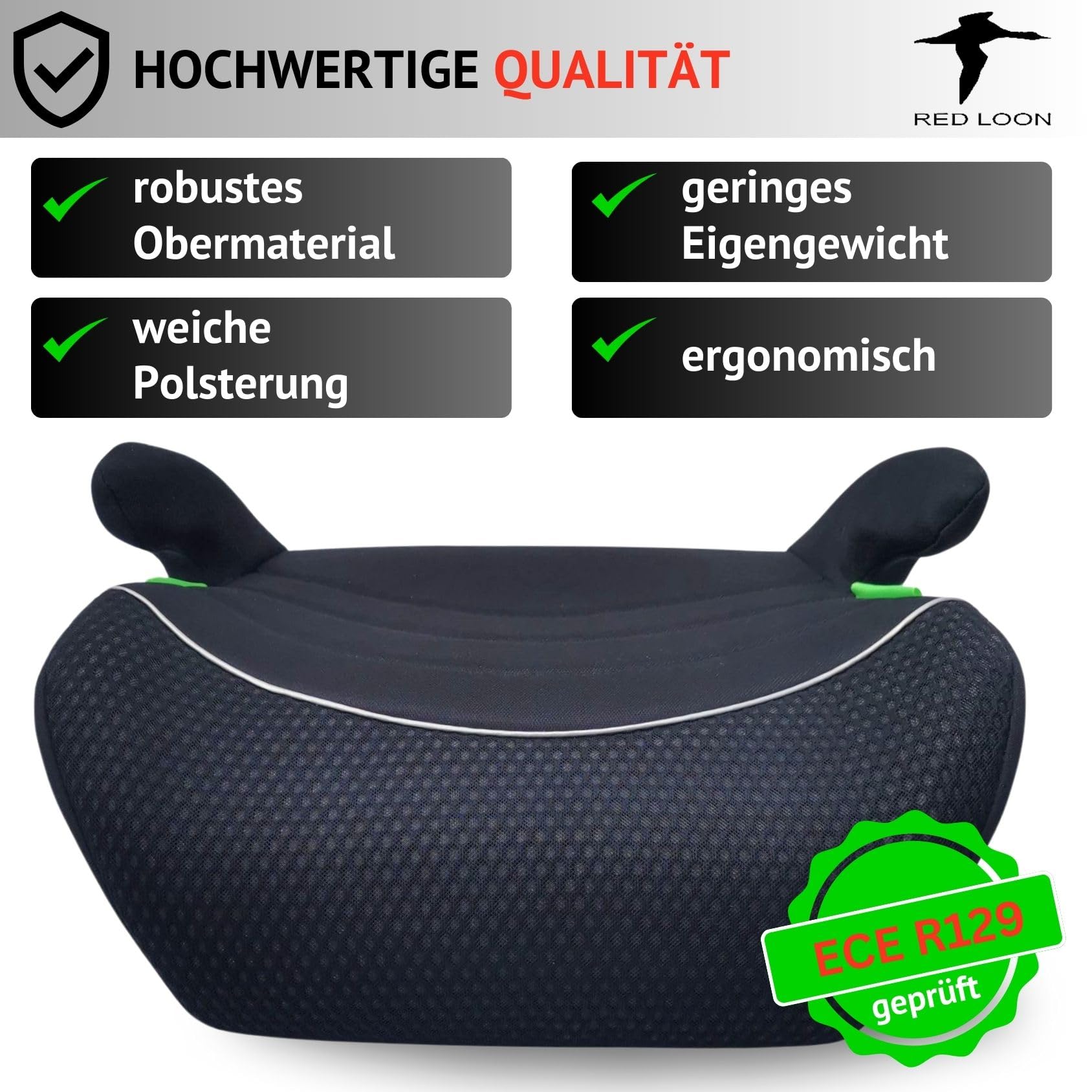 2x Sitzerhöhung Autokindersitz Kindersitzerhöhung - kompatibel mit Red Loon - Kindersitz Autositz 125-150cm - ECE R 129 - komfortabler Kindersitz Auto - Sitzschale universell
