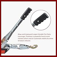 Vista 5 de Cable de acero de 2 toneladas de alta resistencia de 2 ganchos, extractor de potencia de doble engranaje Come Along con herramienta de trinquete