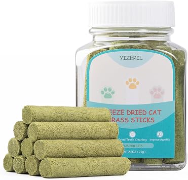 Cat Grass Treats, Freeze-Dried Chew Sticks, Hairball Control, 75 g | Supports digestion, helps pass swallowed hair, chicken flavor cats enjoy