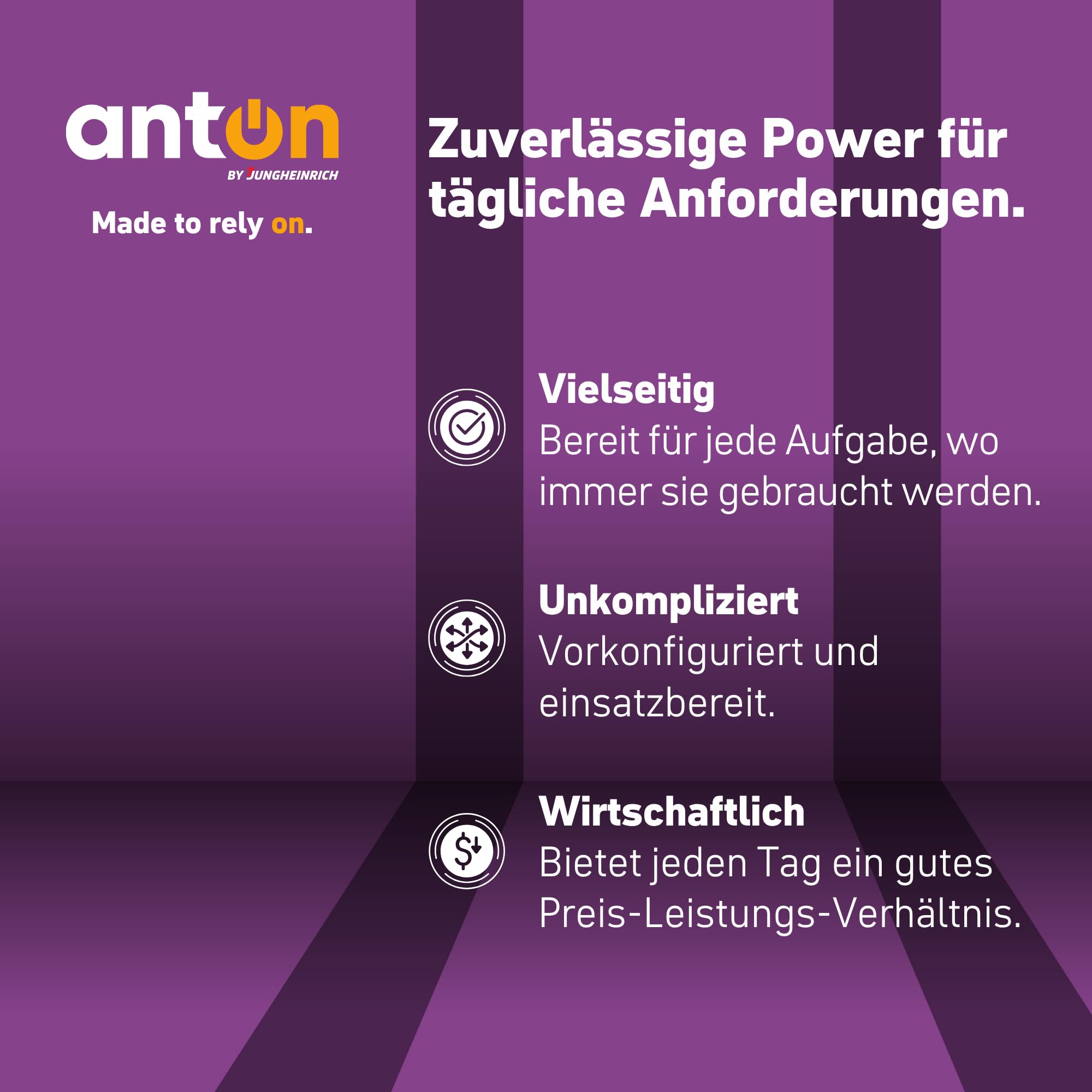 AntOn by Jungheinrich Elektro-Hochhubwagen PSM 1.2 | 1.200 kg Tragkraft | 2.522 mm Hubhöhe | 1.150 mm Gabellänge | Lithium-Ionen-Batterie 24 V / 40 Ah mit Ladegerät | 2-Fach-Teleskop-Hubgerüst