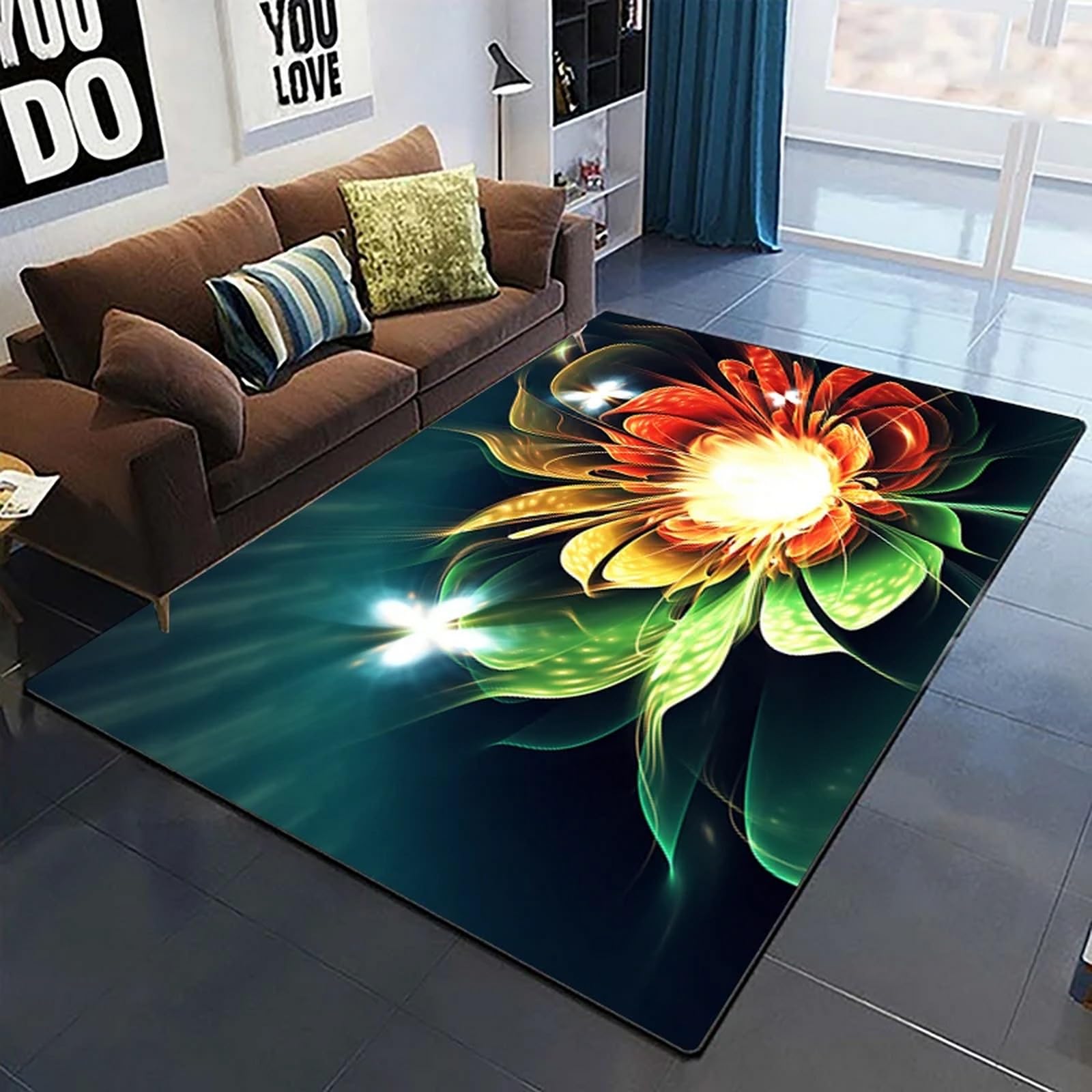 Tapis salon moderne en polyester résistant aux taches de peinture