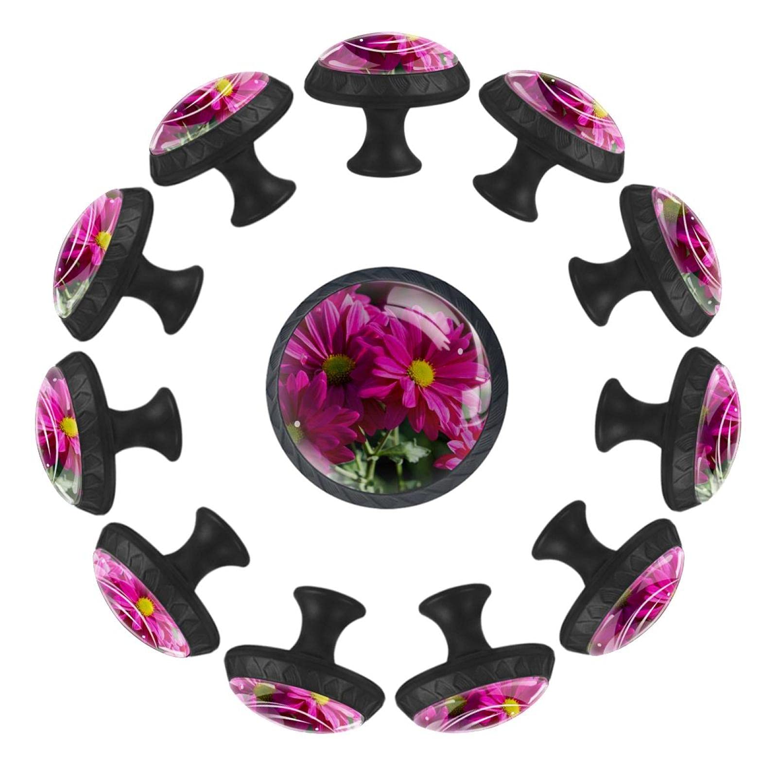 Boutons de tiroir marguerite rose 35mm pour commode et meuble de crèche