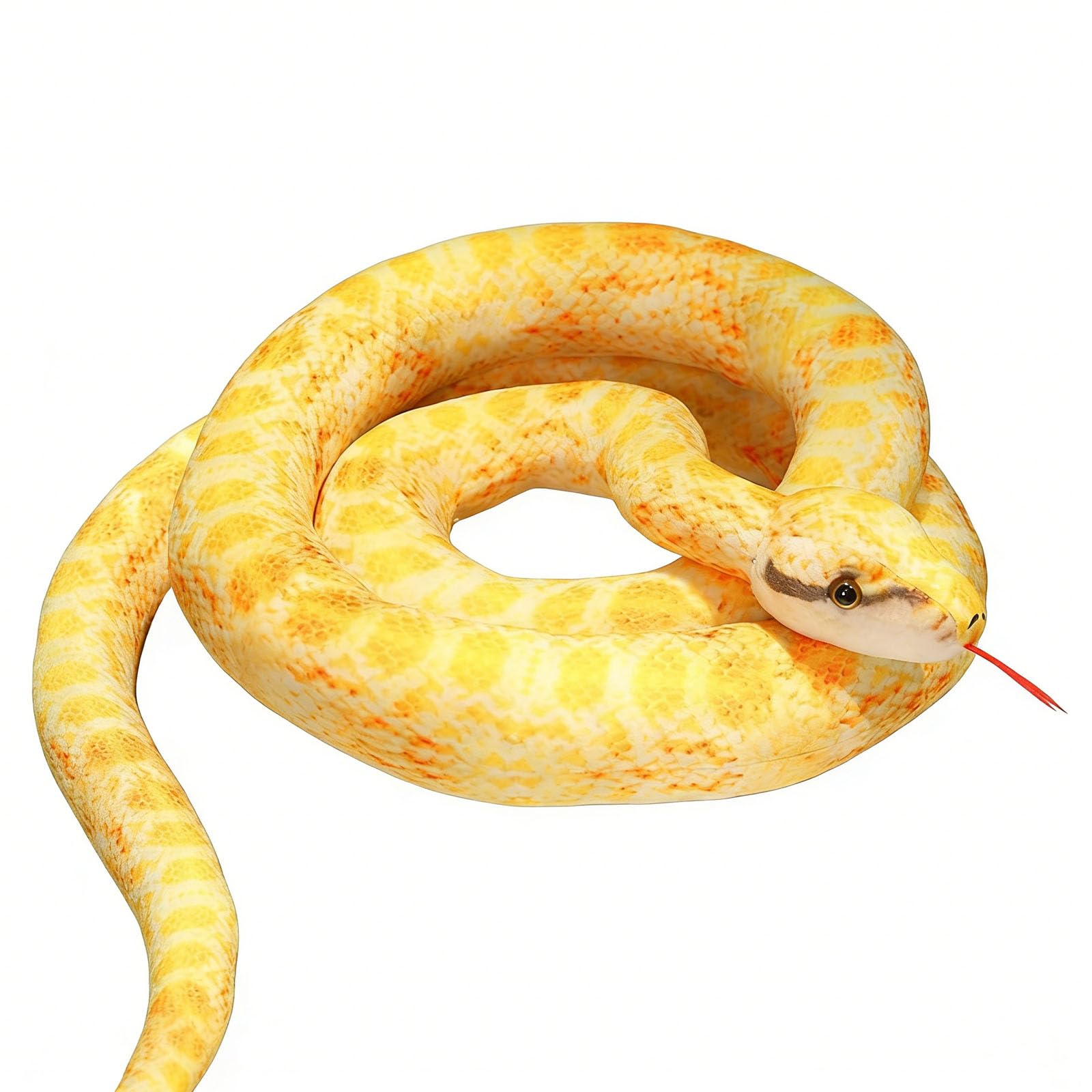JORCEDI Realistic Snake Toys Plush, Snake Stuffed Animal, Giant Python Cobra Plush Animal Plush Doll, 3D Snake Teddy Pillow Doll Toys, Anaconda Fake Snakes for Ricky Creepy Prank Props (Yellow,110cm)