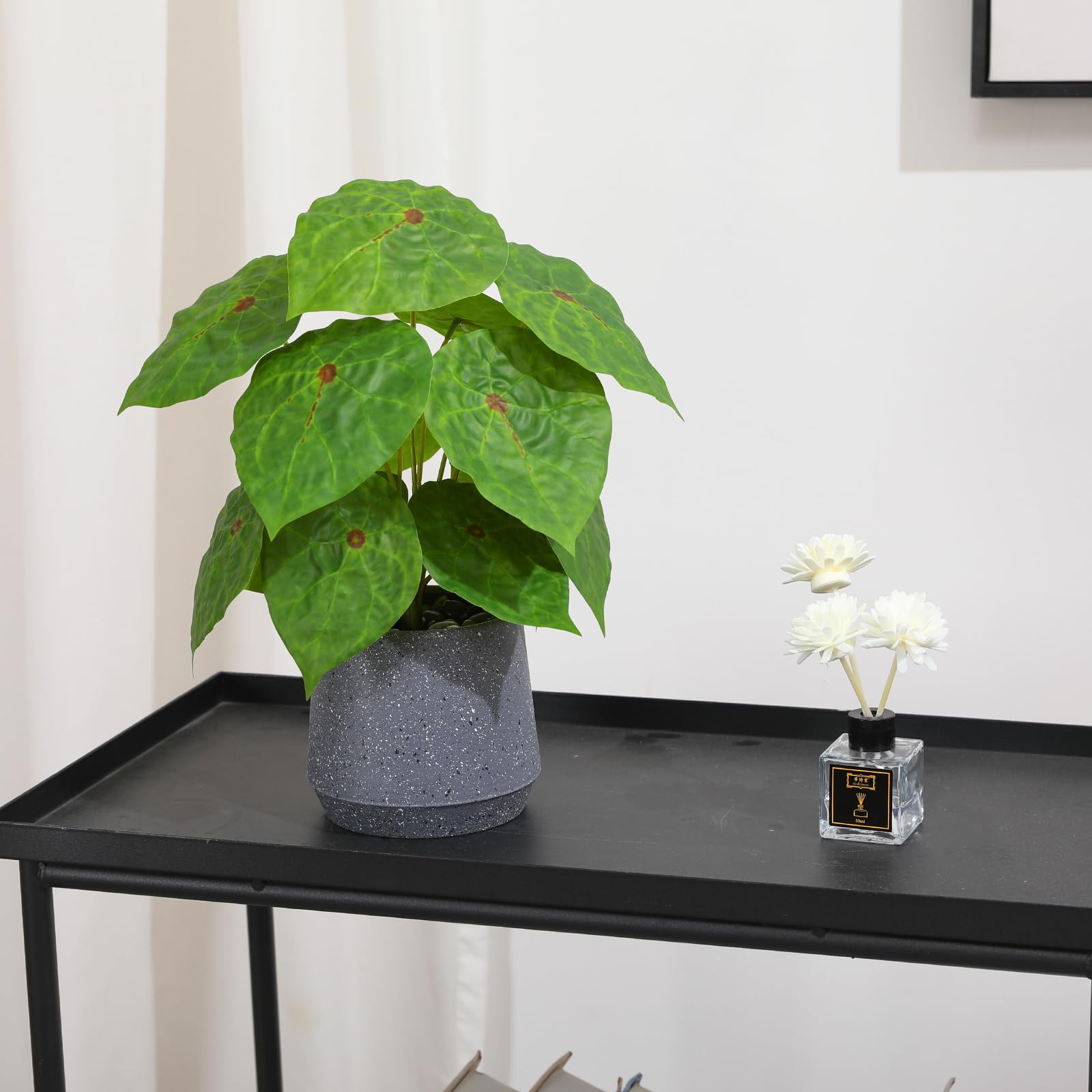 LUWENER Artificial Greenery Plant in Grey Pot,12.5"/32cm Large Fake Green Plant with Greenery Leaves for Indoor Living Room office Bathroom Home Decoration(Imperial Concubine) - Image 2