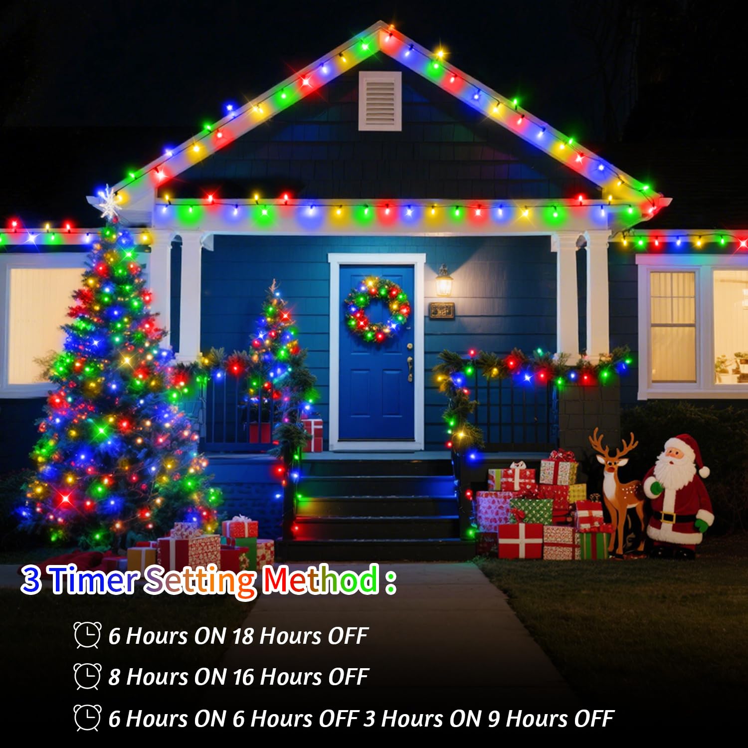 JXLEDAYY 60M 500 LED Fairy Lights Outdoor Green Wire Christmas Lights Plug in Waterproof String Lights Mains Powered with Remote Timer 8 Modes for Outside Garden House Party Decorations-Multicolor - Image 2