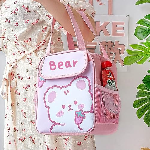 Miniatura 7 de GGOOB Lonchera Kawaii para niñas, lonchera aislada, lindas bolsas de almuerzo para mujeres, lonchera aislada para niños (morado)