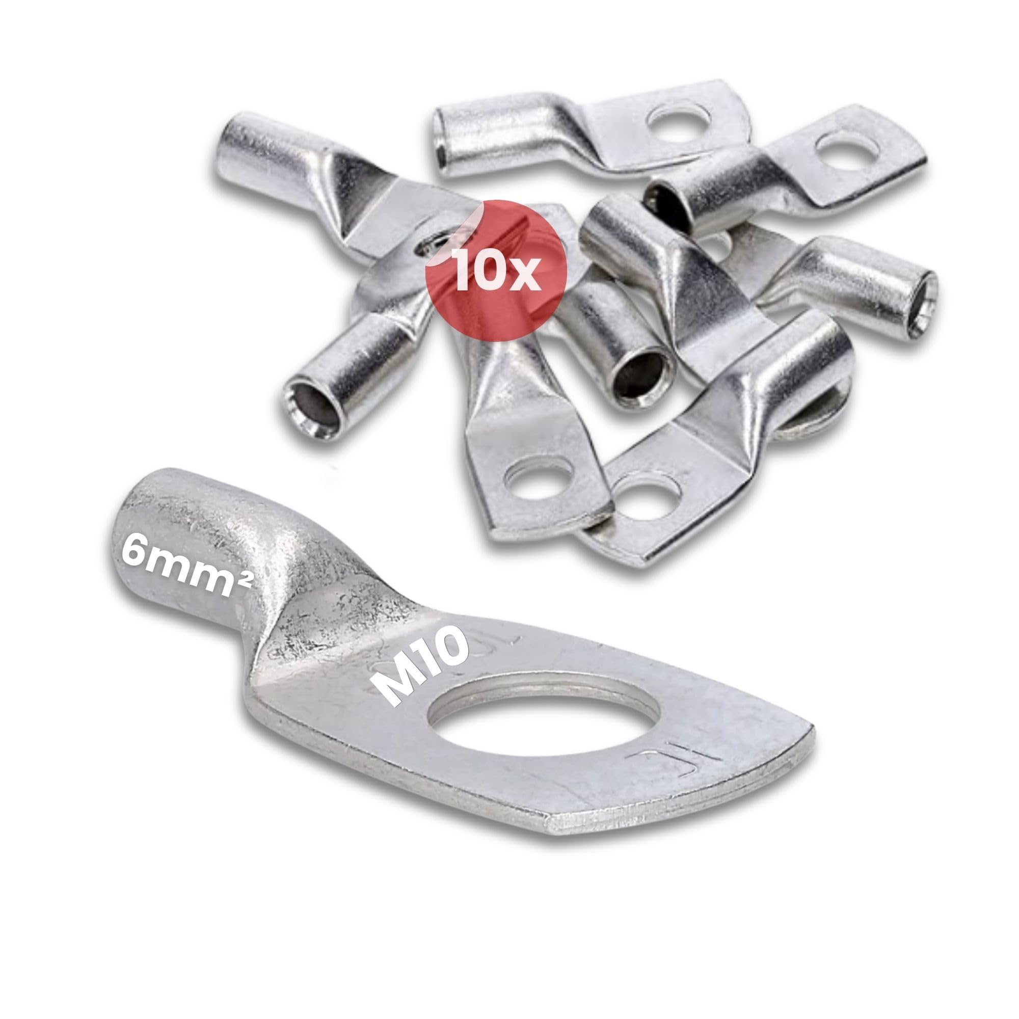 Kalitec KA1-L4, commerciële buiskabelschoenen, schuin 6 mm² M4, zonder kijkgat, 90 graden, Made in Germany, 10 stuks