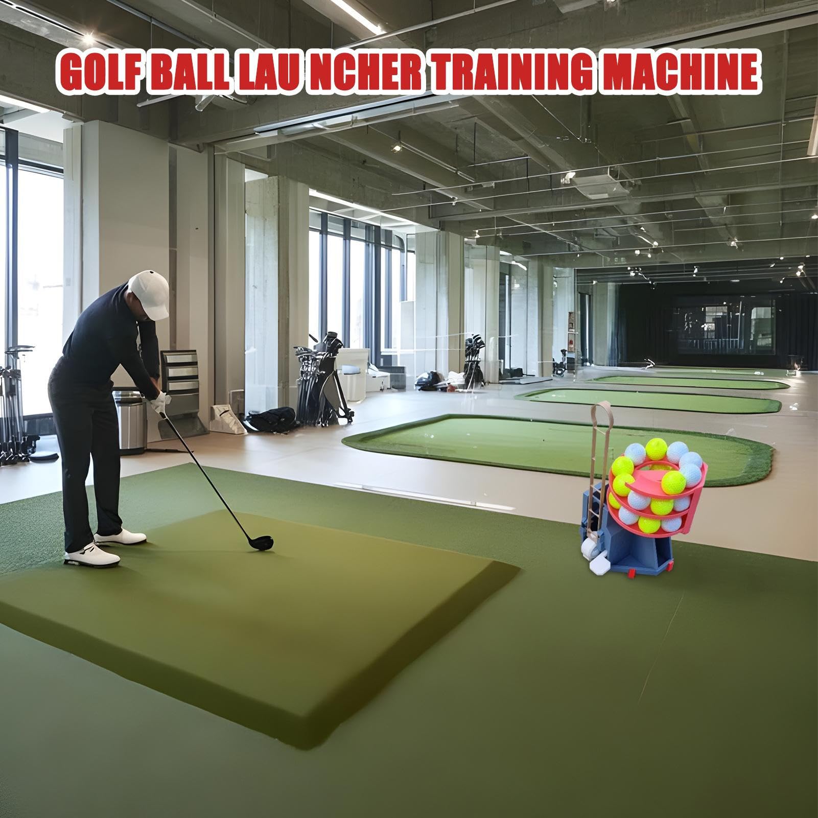 Golfsimulator für Zuhause, Automatischer Golfballspender mit Fußpedal, Golfball-Feeder und Spender, automatische Abschlagmaschine für Indoor-Outdoor-Golfübungen