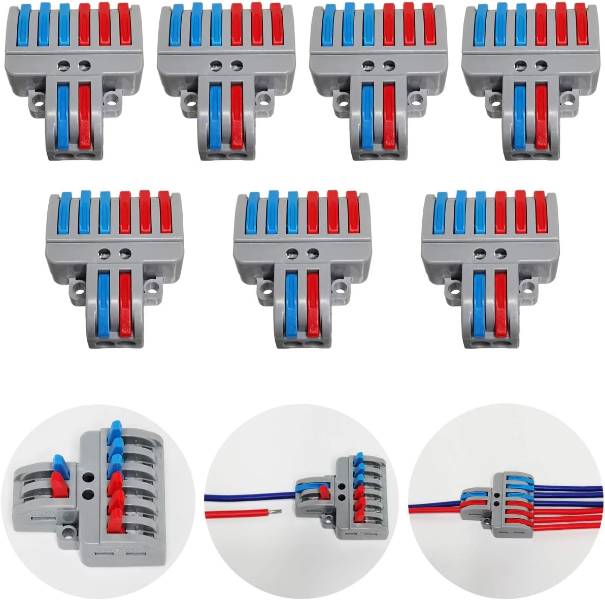 CTRICALVER 7 Pcs Compact Wire Connectors, Pin Terminals, Copper, Red, Blue