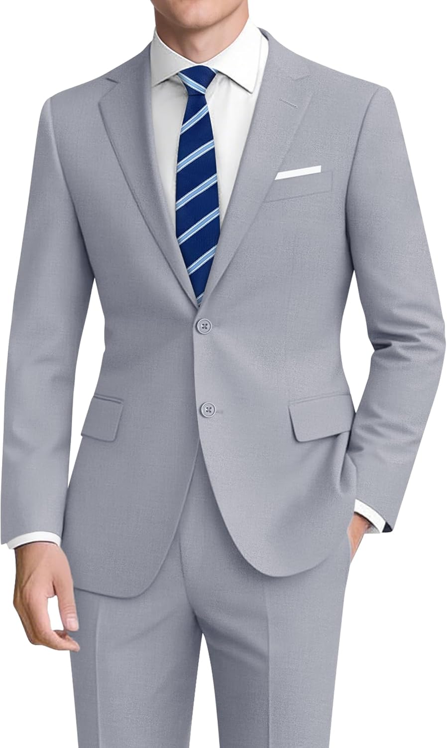Men's Suit 2-Piece Slim Fit,Two-Button Blazer and Adjustable Waist Pants