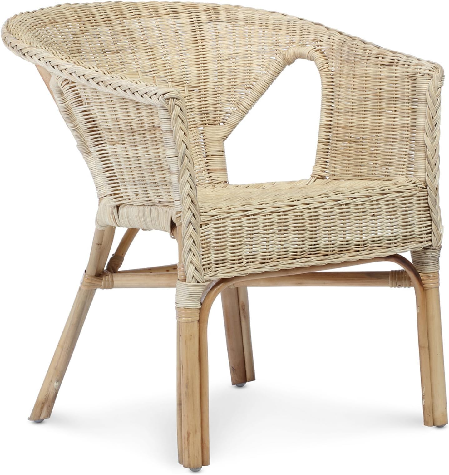 Desser Indoor Small Adults Wicker Loom Chair in Natural โ Fully Assembled Natural Cane โ Dimensions: H71cm x W57cm x D54cm, Floor to Seat 44cm