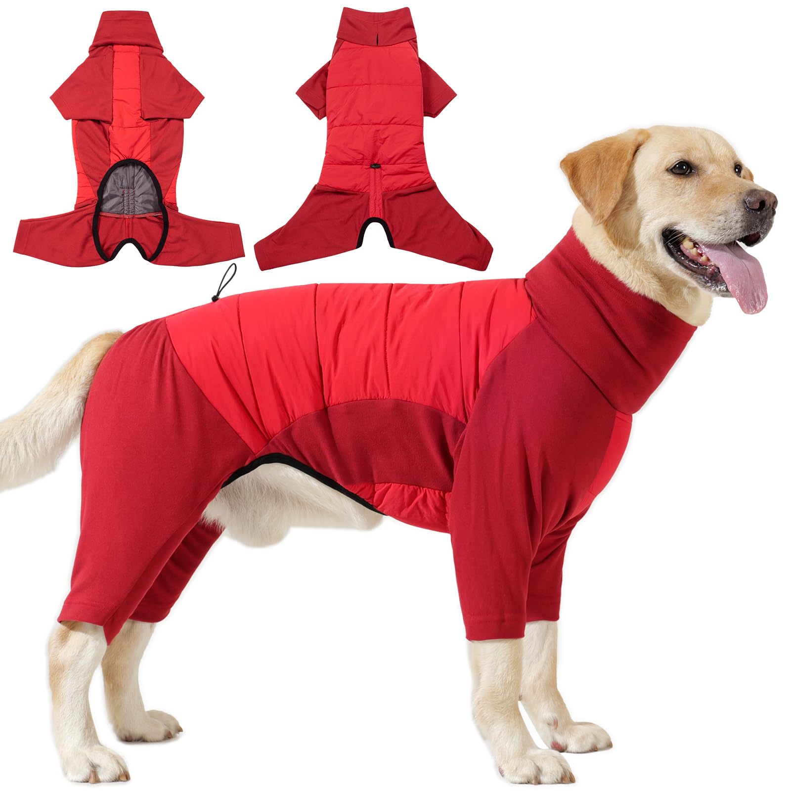 HEYWEAN Dog Fleece Coat with Legs Jumpsuit Full Body Dogs Onesie Winter Jacket Warm Dog Coats with Legs Pyjamas for Small Medium Large Dogs Fleece Jumper Winter Clothes Cold Weather Wear Pet Sweater — image 1