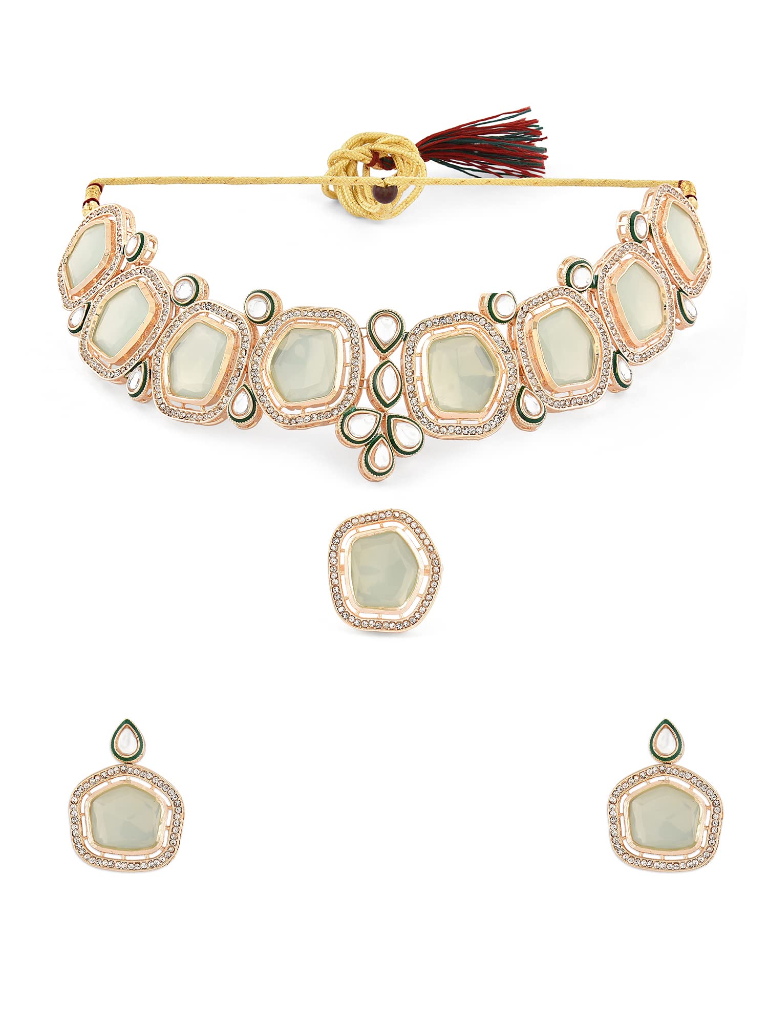See full amazon price history chart for ZAVERI PEARLS Mint Green Stones Dazzling Austrian Diamonds Kundan Necklace Earring & Ring Set For Women-ZPFK16070 ZAVERI PEARLS Mint Green Stones Dazzling Austrian Diamonds Kundan Necklace Earring & Ring Set For Women-ZPFK16070 (B0C4H2XFZB) Amazon Price History, Amazon Price Tracker