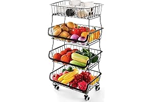 Viendero para Frutas de 4 Niveles con Ruedas