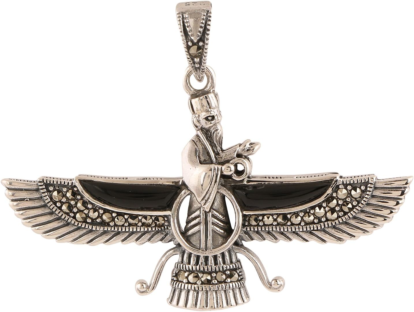 Somma Made with Swarovski Marcasite 925 Silver Pendant Asho Farohar for Men