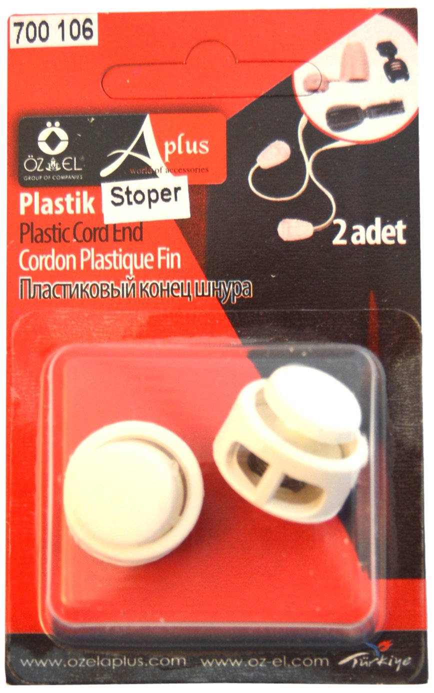 Ozelaplus Plastic Spring Loaded Ends-for Two Cords-White