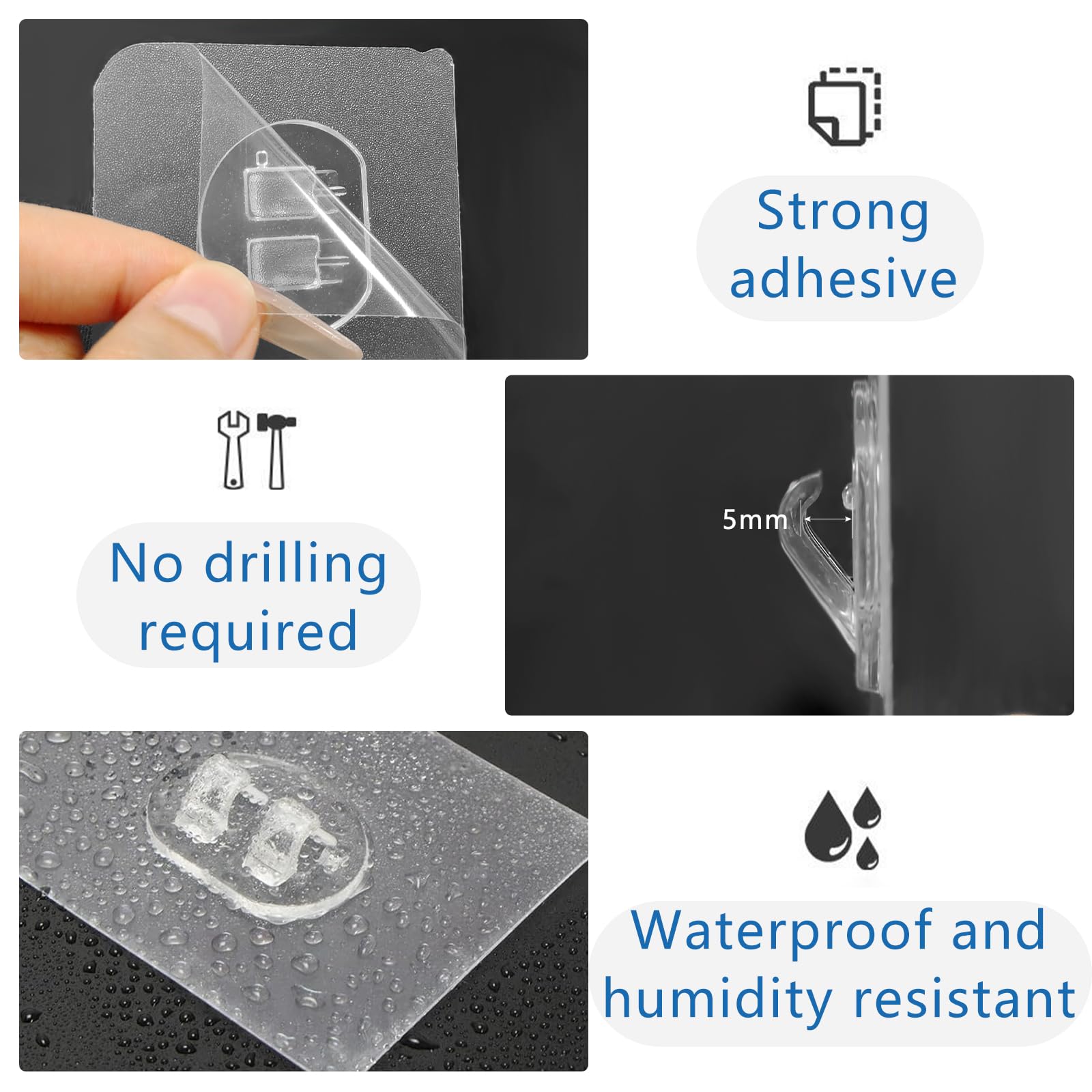 L&W Luck 14 Piezas Ganchos Adhesivos Extra Fuertes para Estanterías de Baño y Cocina Sin Perforar