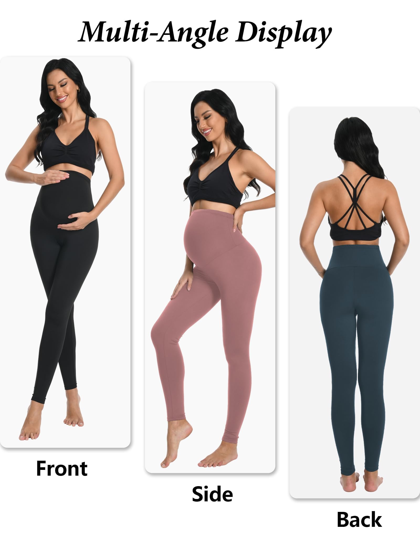 Dalavch Paquete de 4 leggings de maternidad para mujer, cintura alta, para yoga, entrenamiento, embarazo, ropa deportiva para mujer
