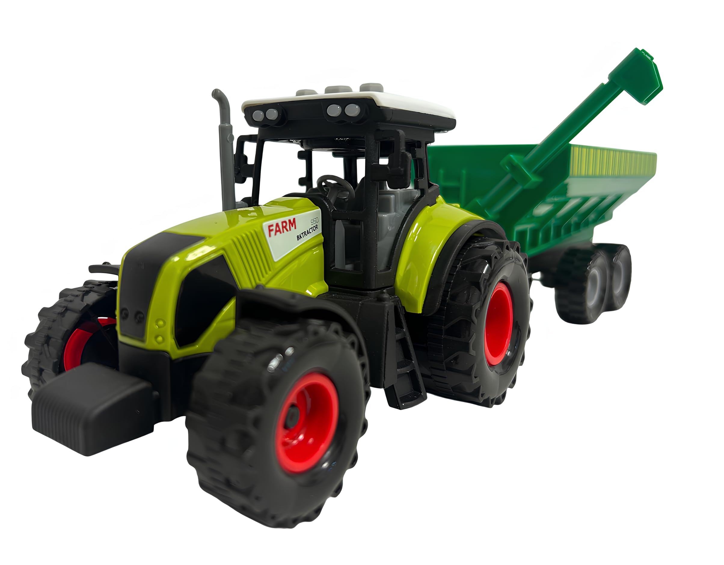 Trattore Giocattolo con Luci e Suoni Trattore con Rimorchio a Frizione Luminoso con Suoni Reali Trattori Fattoria con Luci Led Mezzi Agricoli Fattoria Trattore con Carro