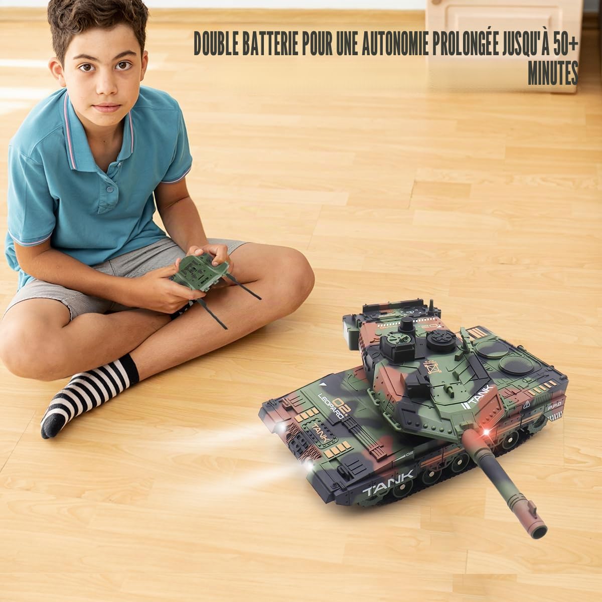 Char télécommandé RC qui tire pour Enfants Adultes, Jouets de char d'armée télécommandés 2,4G avec son de démonstration automatique, lumière, fumée, 13 canaux, modèle de véhicules militaires