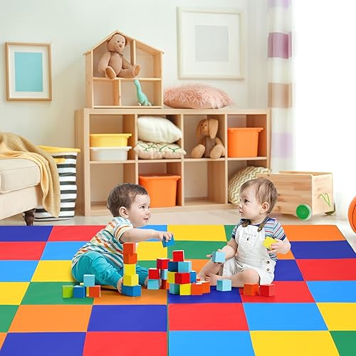 Miniatura 1 de Tapete de juego de espuma de 58 x 58 pulgadas, tapete plegable para bebés, bebés y niños pequeños, tapete impermeable para gatear, tapete de piso