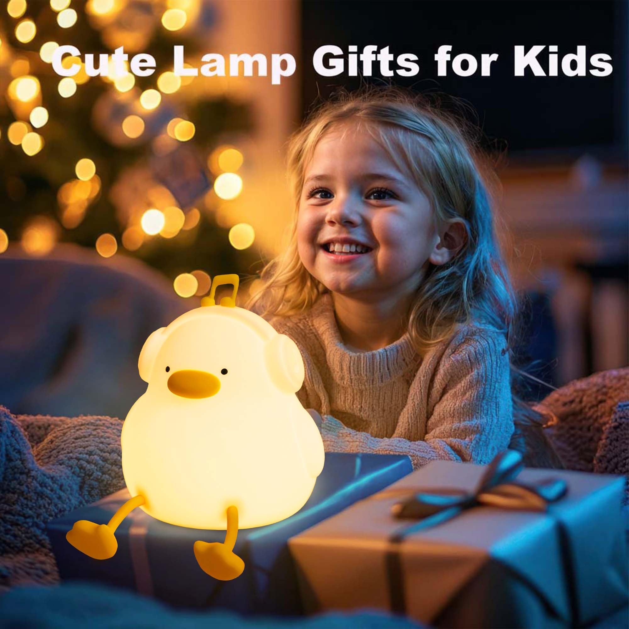 Luz nocturna de pato, luz nocturna de silicona blanda para guardería de bebé con temporizador de 30 minutos, bonita lámpara de cabecera recargable con control táctil para dormitorios de