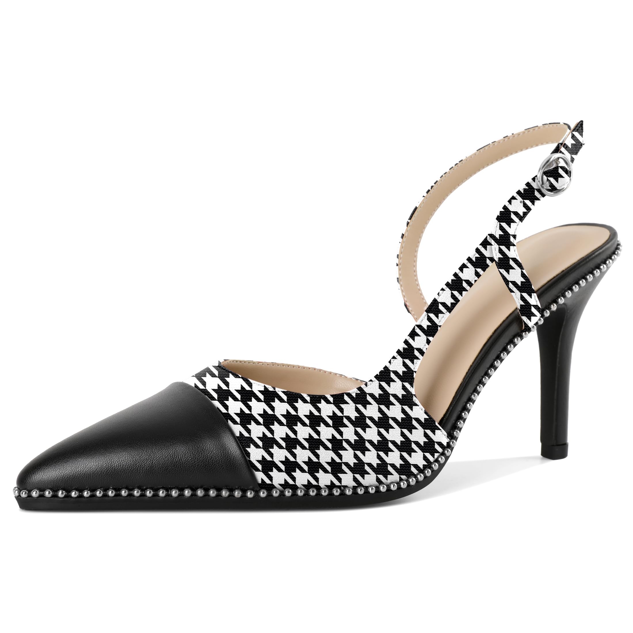 Mettesally Slingback Pumps 3 Inches Stilettos Sexy Evening Heels for Women Beaded