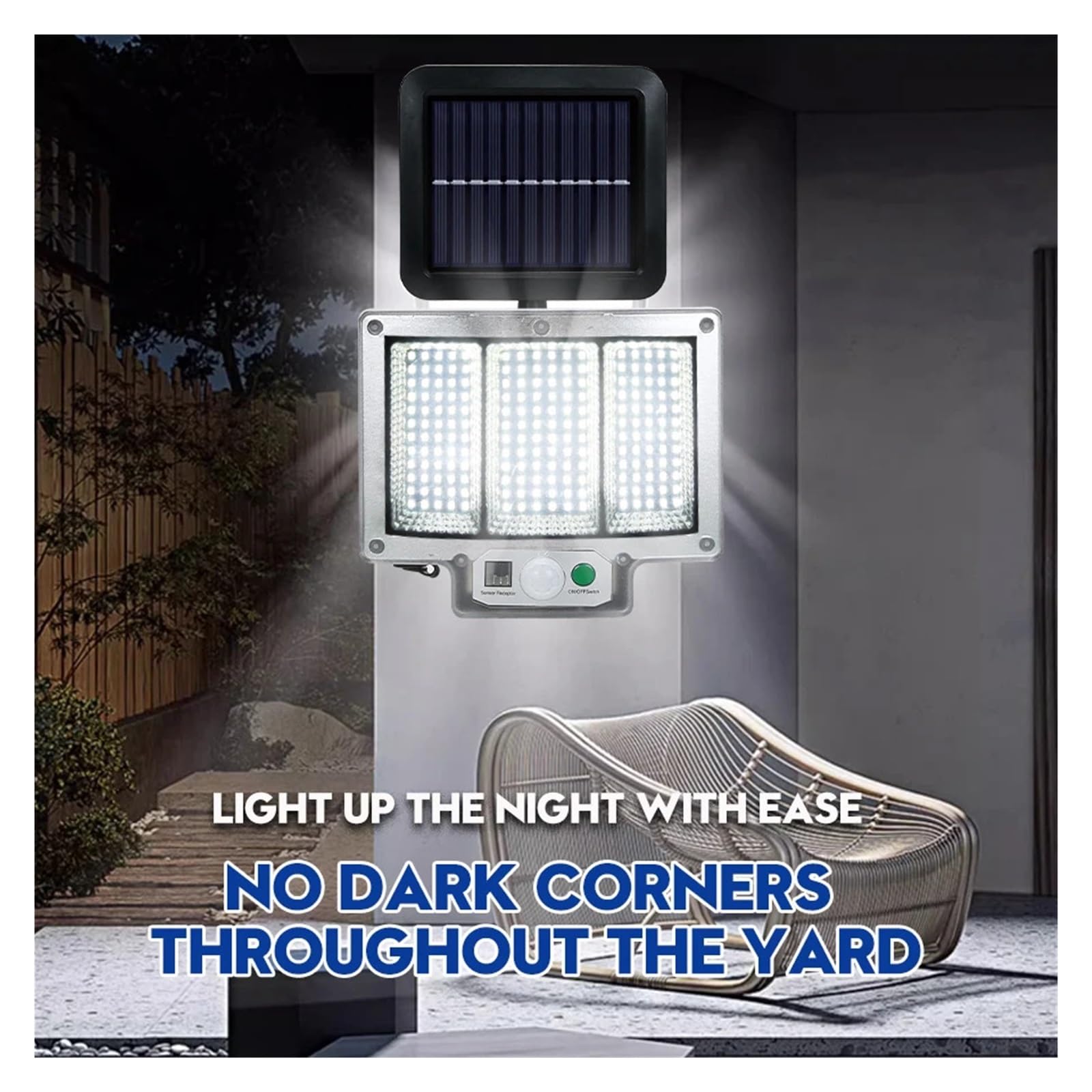 Oświetlenie zewnętrzne na energię słoneczną, 192 LED Solar Lampa zewnętrzna Ścienna IP65 Wodoodporna Lampa Spotlight Czujnik ruchu Solar 3 Tryby Uliczna Lampa Ogrodowa Dekoracja,do drzwi wejściowych,