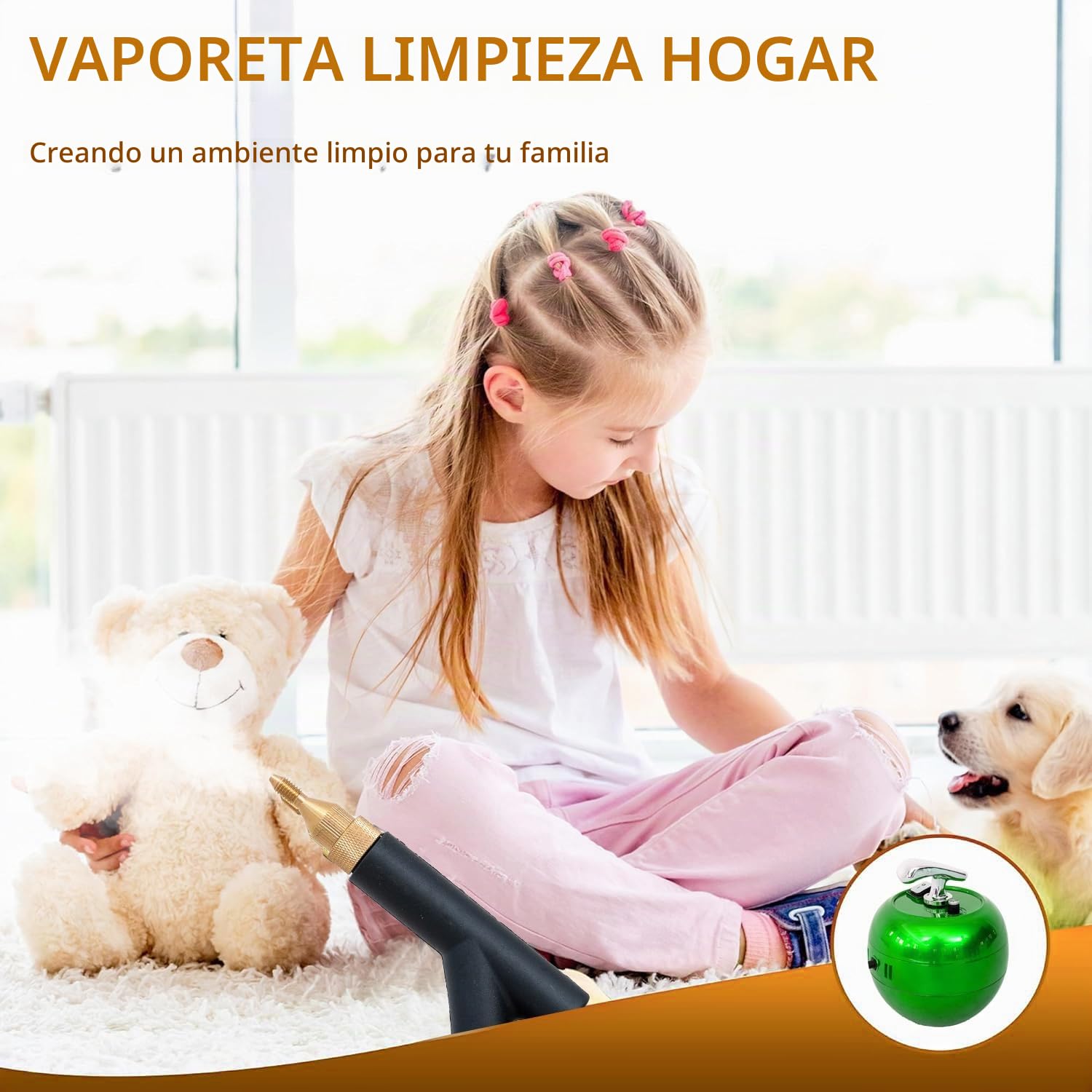 OUTIGO Limpiador a vapor, Calentamiento rápido en 15 segundos, con 6 ajustes de velocidad regulables, limpiador multiusos de 2000 W, ideal para limpiar papel pintado, suelos, alfombras y más