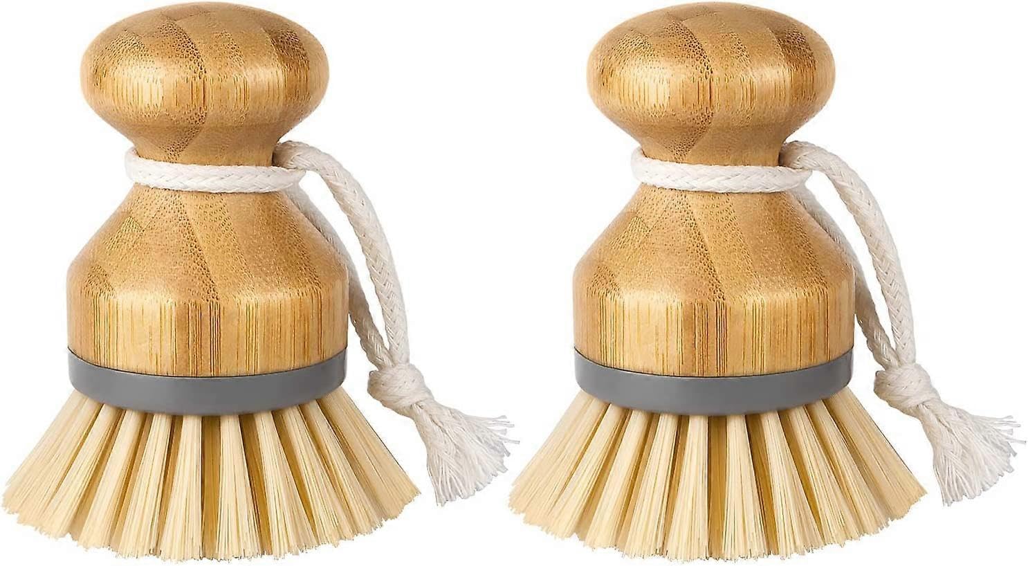 Dww Lot de 4 brosses à récurer en bambou pour nettoyer la vaisselle, les casseroles et les éviers de cuisine