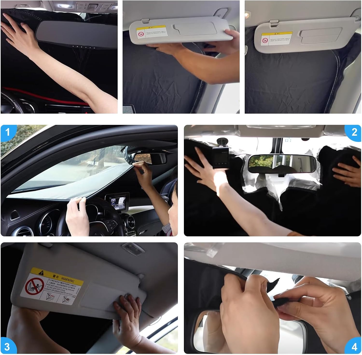 BIXUAN Osłona przeciwsłoneczna na przednią szybę, kompatybilna z Hyundai Ioniq 5 2022-2025 2026, osłona przeciwsłoneczna na przednią szybę, składany parasol przeciwsłoneczny z ochroną przed