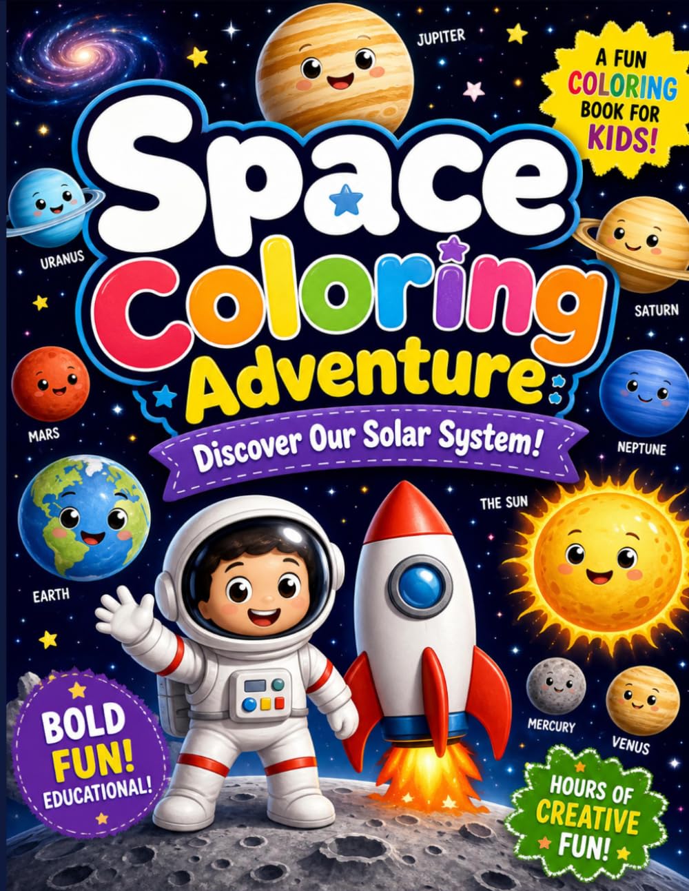 Space & Planets Coloring Book for Kids: A Fun Galactic Adventure with Astronauts, Rockets, and Planets