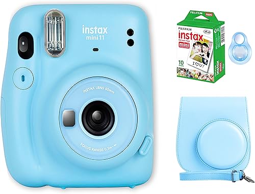 Fujifilm Cámara Instax Mini 11 con película instantánea Fujifilm (20 hojas), paquete con accesorios número uno, incluyendo funda de transporte,